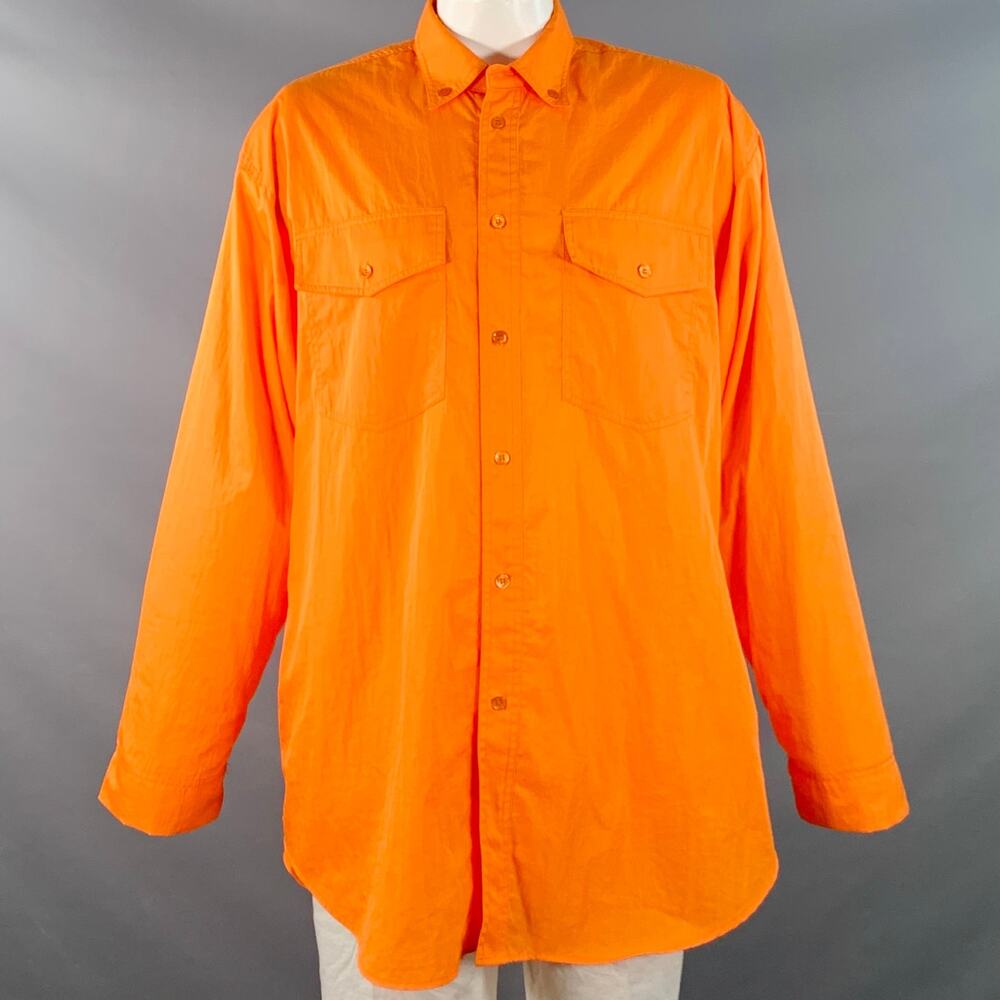 FRANKIE SHOP Orange Polyester Button Down Collar Oversized Long Sleeve Shirt